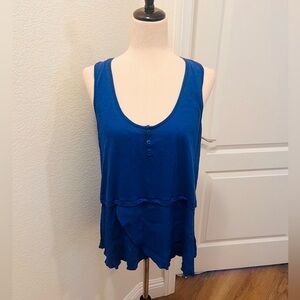 Little Yellow Button (ANTHROPOLOGIE) blue tank